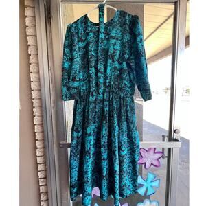 Vintage 1980's Pellini blue floral dress size 15